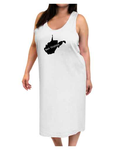 West Virginia - United States Shape Adult Tank Top Dress Night Shirt-Night Shirt-TooLoud-White-One-Size-Davson Sales