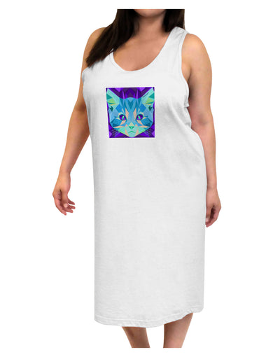 Geometric Kitty Inverted Adult Tank Top Dress Night Shirt-Night Shirt-TooLoud-White-One-Size-Adult-Davson Sales