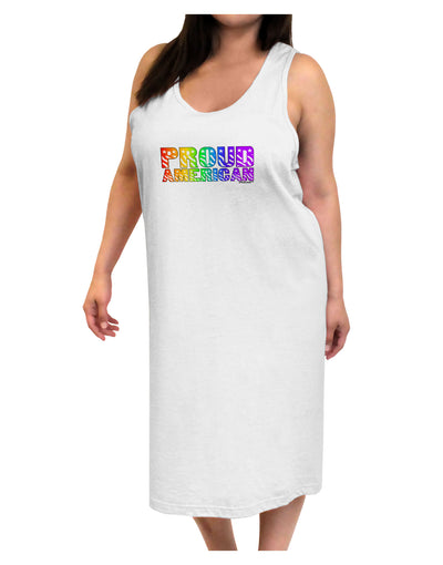 Proud American Rainbow Text Adult Tank Top Dress Night Shirt by TooLoud-Night Shirt-TooLoud-White-One-Size-Davson Sales