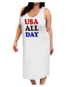 USA All Day - Distressed Patriotic Design Adult Tank Top Dress Night Shirt by TooLoud-Night Shirt-TooLoud-White-One-Size-Davson Sales