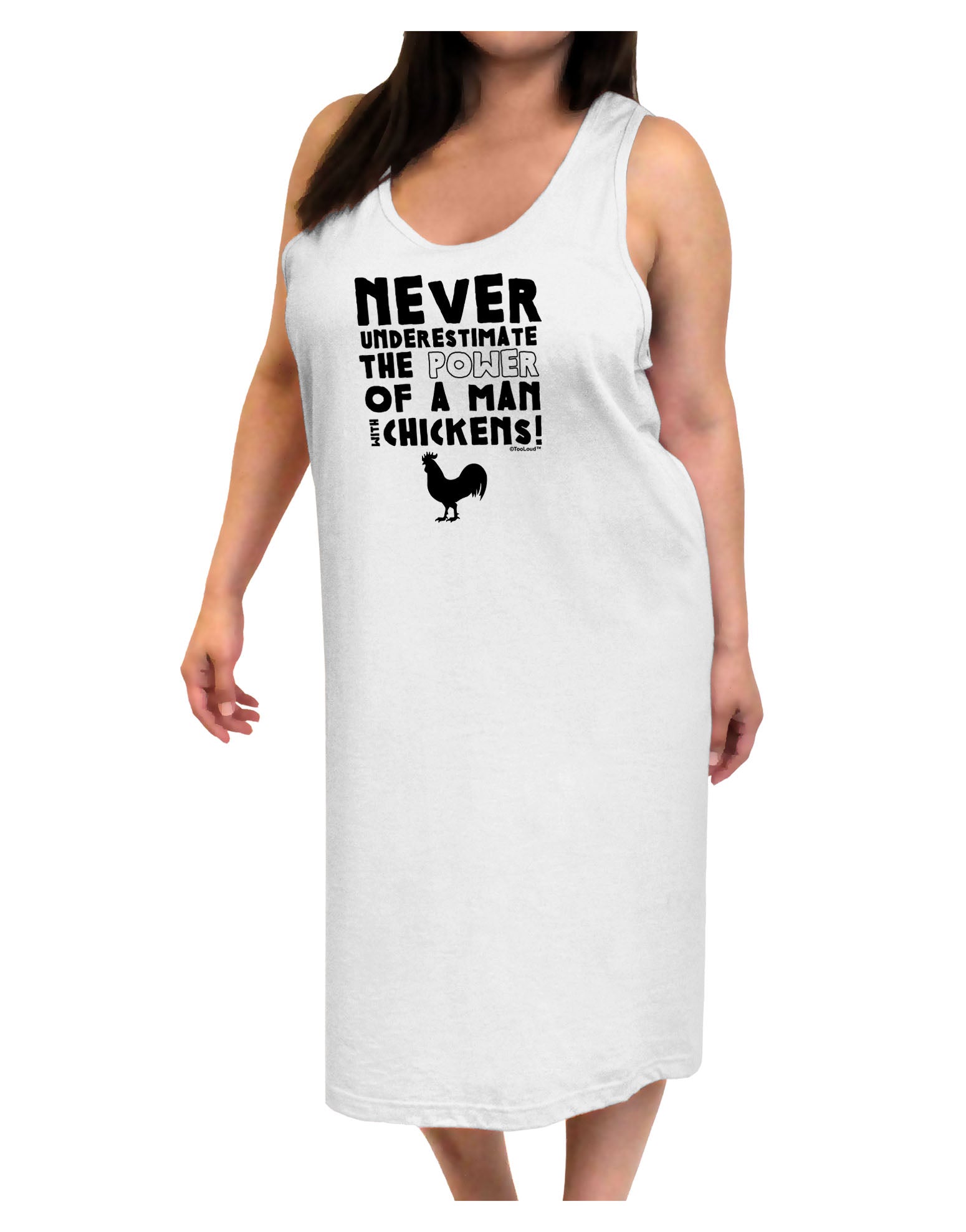 A Man With Chickens Adult Tank Top Dress Night Shirt-Night Shirt-TooLoud-White-One-Size-Adult-Davson Sales