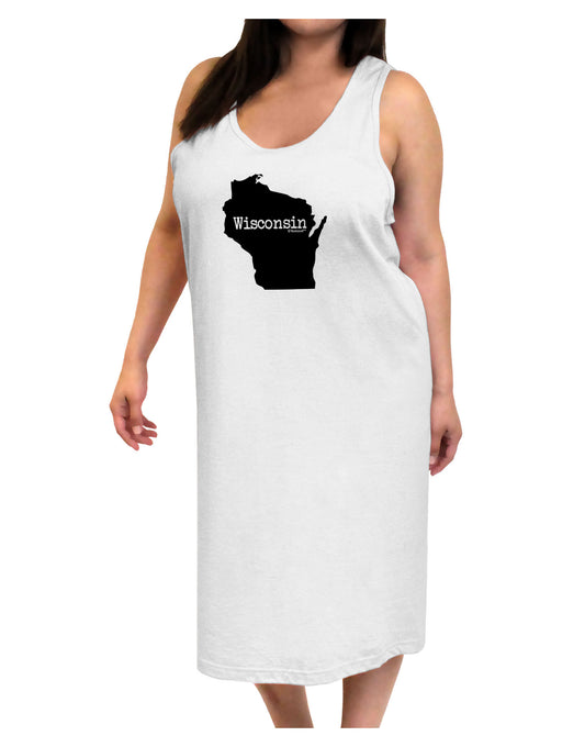 Wisconsin - United States Shape Adult Tank Top Dress Night Shirt-Night Shirt-TooLoud-White-One-Size-Davson Sales