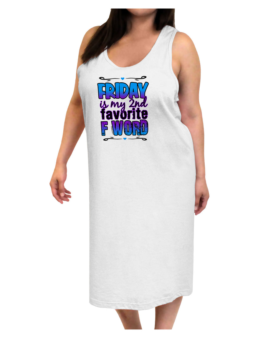 Friday - 2nd Favorite F Word Adult Tank Top Dress Night Shirt-Night Shirt-TooLoud-White-One-Size-Davson Sales