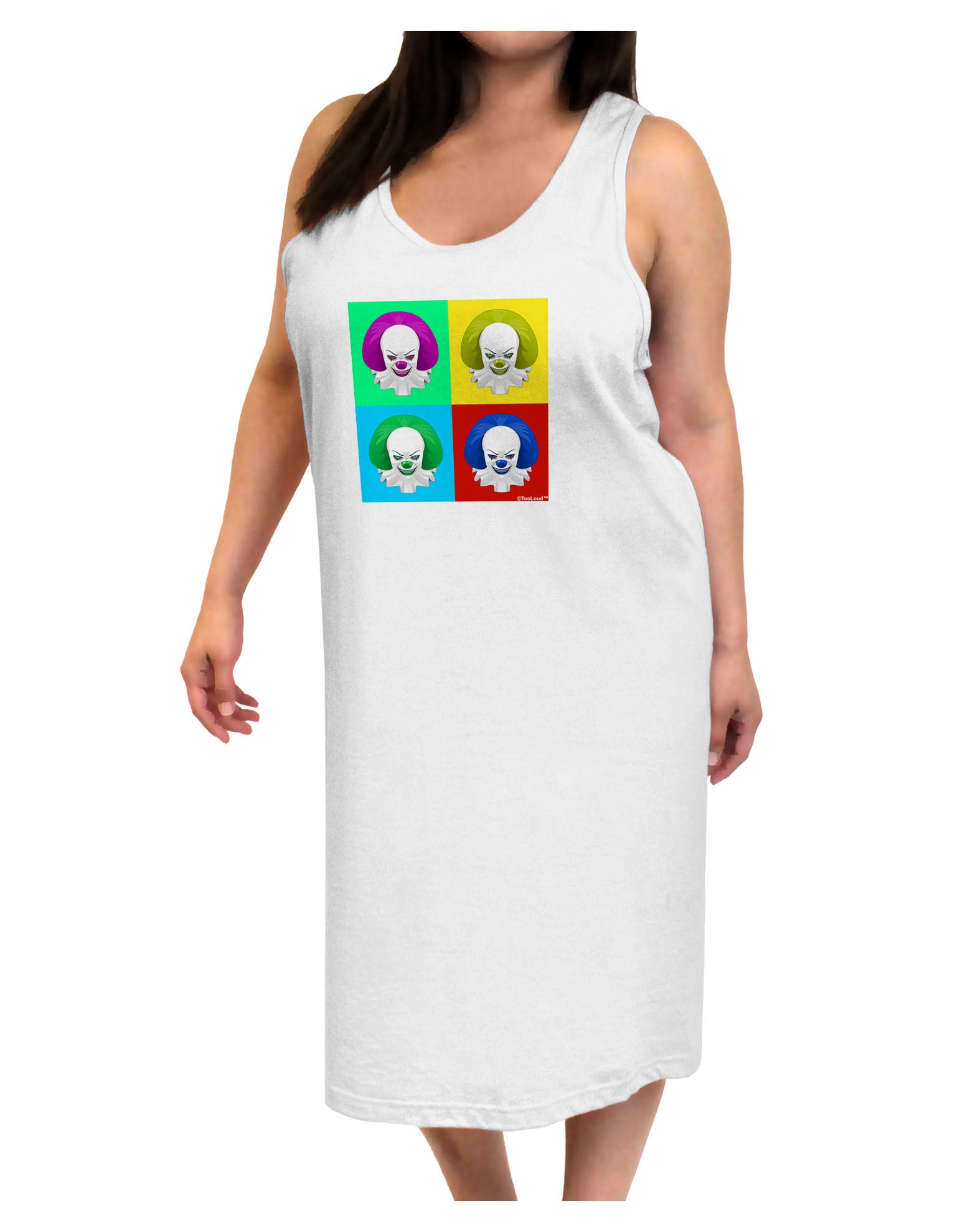 Clown Face Pop Art 2 Adult Tank Top Dress Night Shirt-Night Shirt-TooLoud-White-One-Size-Adult-Davson Sales