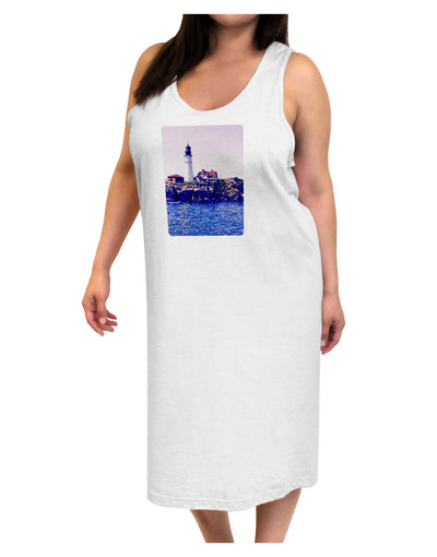 Watercolor Lighthouse 2 Adult Tank Top Dress Night Shirt-Night Shirt-TooLoud-White-One-Size-Adult-Davson Sales