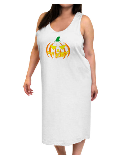 Happy Halloween Jack Yellow Adult Tank Top Dress Night Shirt-Night Shirt-TooLoud-White-One-Size-Adult-Davson Sales