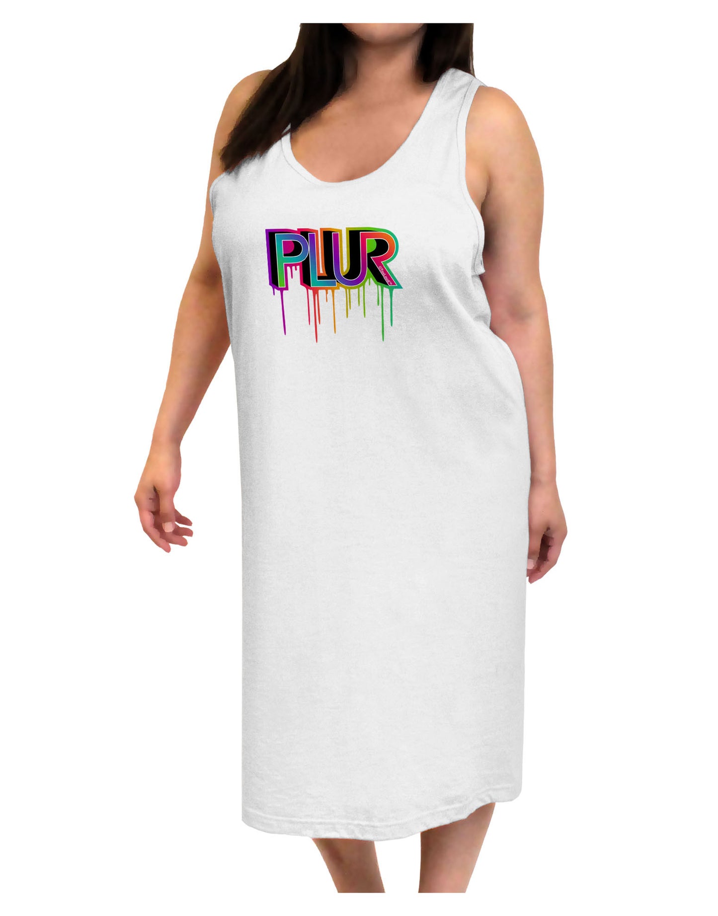PLUR Paint Adult Tank Top Dress Night Shirt-Night Shirt-TooLoud-White-One-Size-Adult-Davson Sales