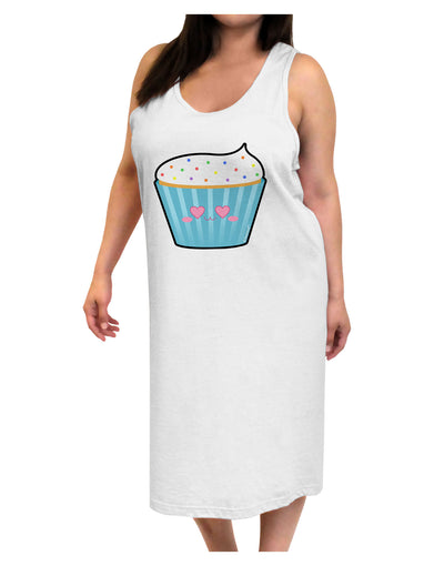 Cute Cupcake with Sprinkles - Heart Eyes Adult Tank Top Dress Night Shirt by TooLoud-Night Shirt-TooLoud-White-One-Size-Davson Sales