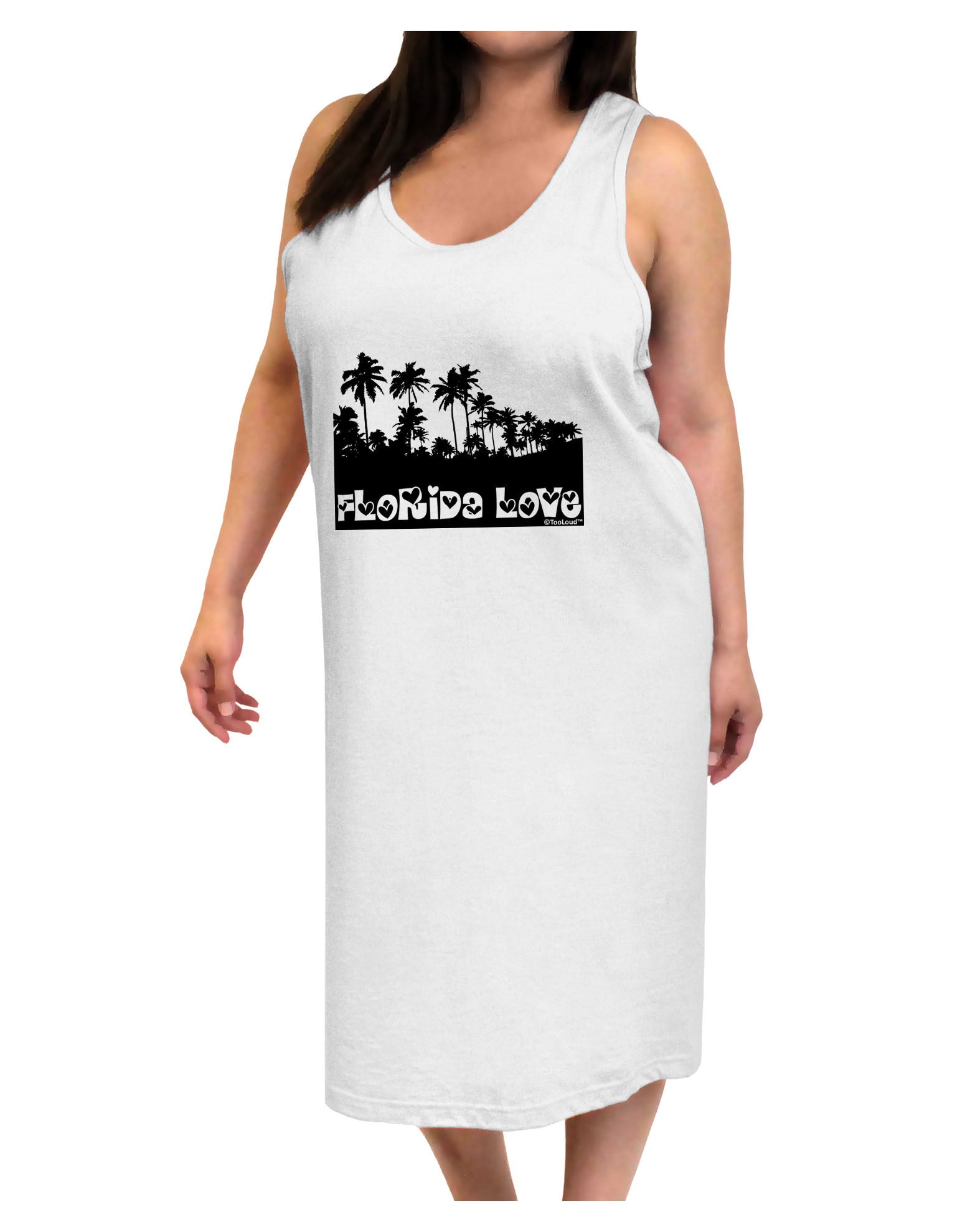Florida Love - Palm Trees Cutout Design Adult Tank Top Dress Night Shirt by TooLoud-Night Shirt-TooLoud-White-One-Size-Davson Sales