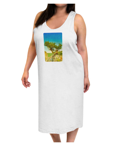 Colorado Tree Watercolor Adult Tank Top Dress Night Shirt-Night Shirt-TooLoud-White-One-Size-Adult-Davson Sales