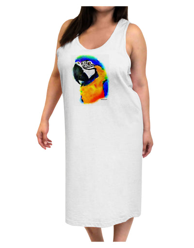 Brightly Colored Parrot Watercolor Adult Tank Top Dress Night Shirt-Night Shirt-TooLoud-White-One-Size-Adult-Davson Sales