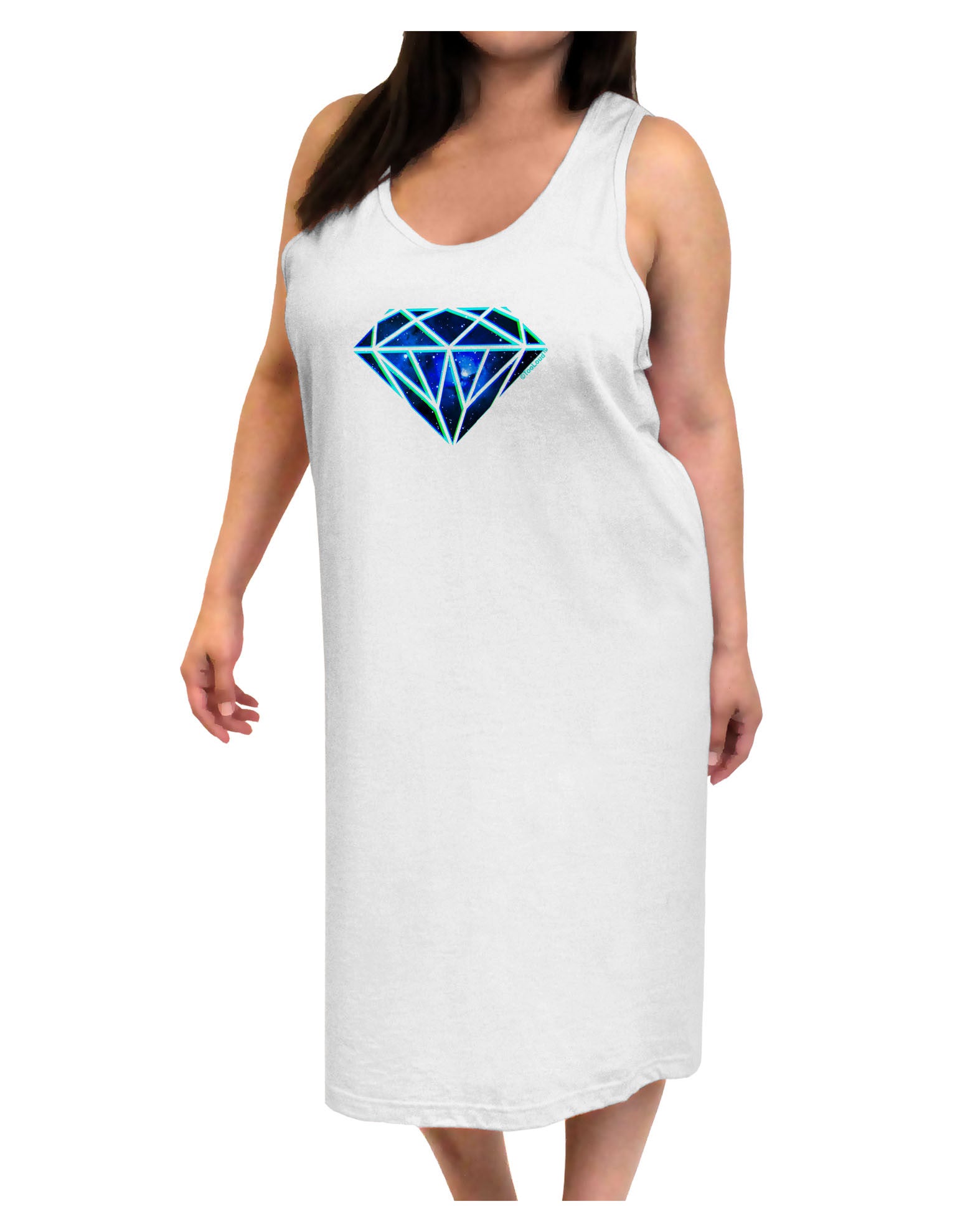 Space Diamond Adult Tank Top Dress Night Shirt-Night Shirt-TooLoud-White-One-Size-Adult-Davson Sales