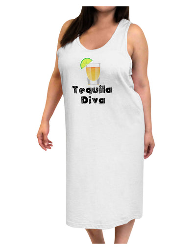 Tequila Diva - Cinco de Mayo Design Adult Tank Top Dress Night Shirt by TooLoud-Night Shirt-TooLoud-White-One-Size-Davson Sales