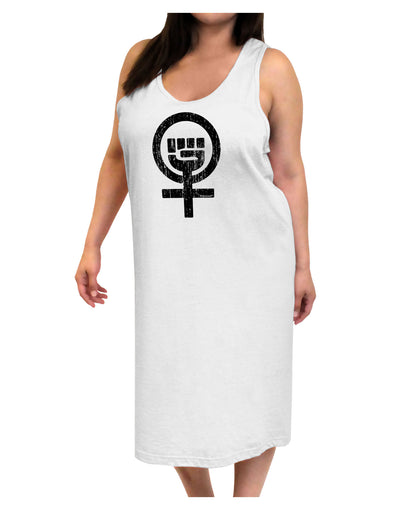 Distressed Feminism Symbol Adult Tank Top Dress Night Shirt-Night Shirt-TooLoud-White-One-Size-Adult-Davson Sales