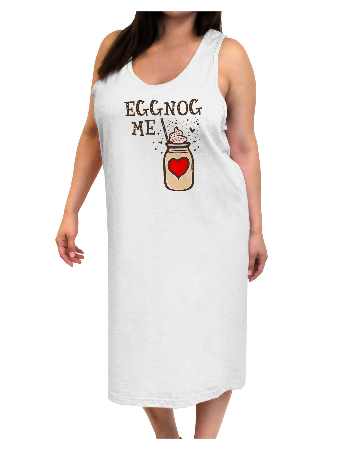 Eggnog Me Adult Tank Top Dress Night Shirt-Night Shirt-TooLoud-White-One-Size-Adult-Davson Sales
