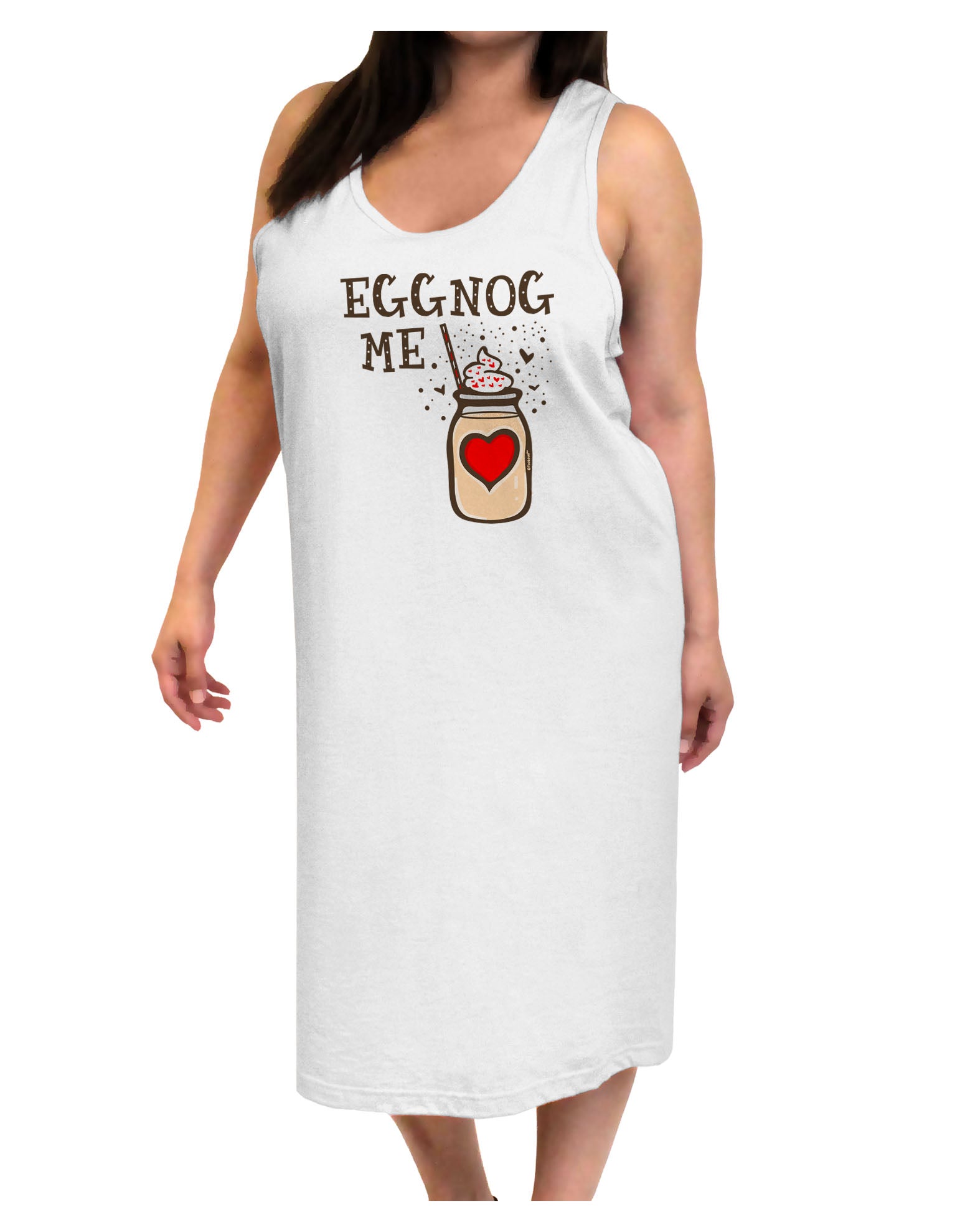 Eggnog Me Adult Tank Top Dress Night Shirt-Night Shirt-TooLoud-White-One-Size-Adult-Davson Sales