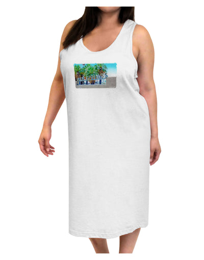 Palm Springs Watercolor Adult Tank Top Dress Night Shirt-Night Shirt-TooLoud-White-One-Size-Adult-Davson Sales