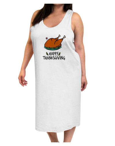 Happy Thanksgiving Adult Tank Top Dress Night Shirt-Night Shirt-TooLoud-White-One-Size-Adult-Davson Sales