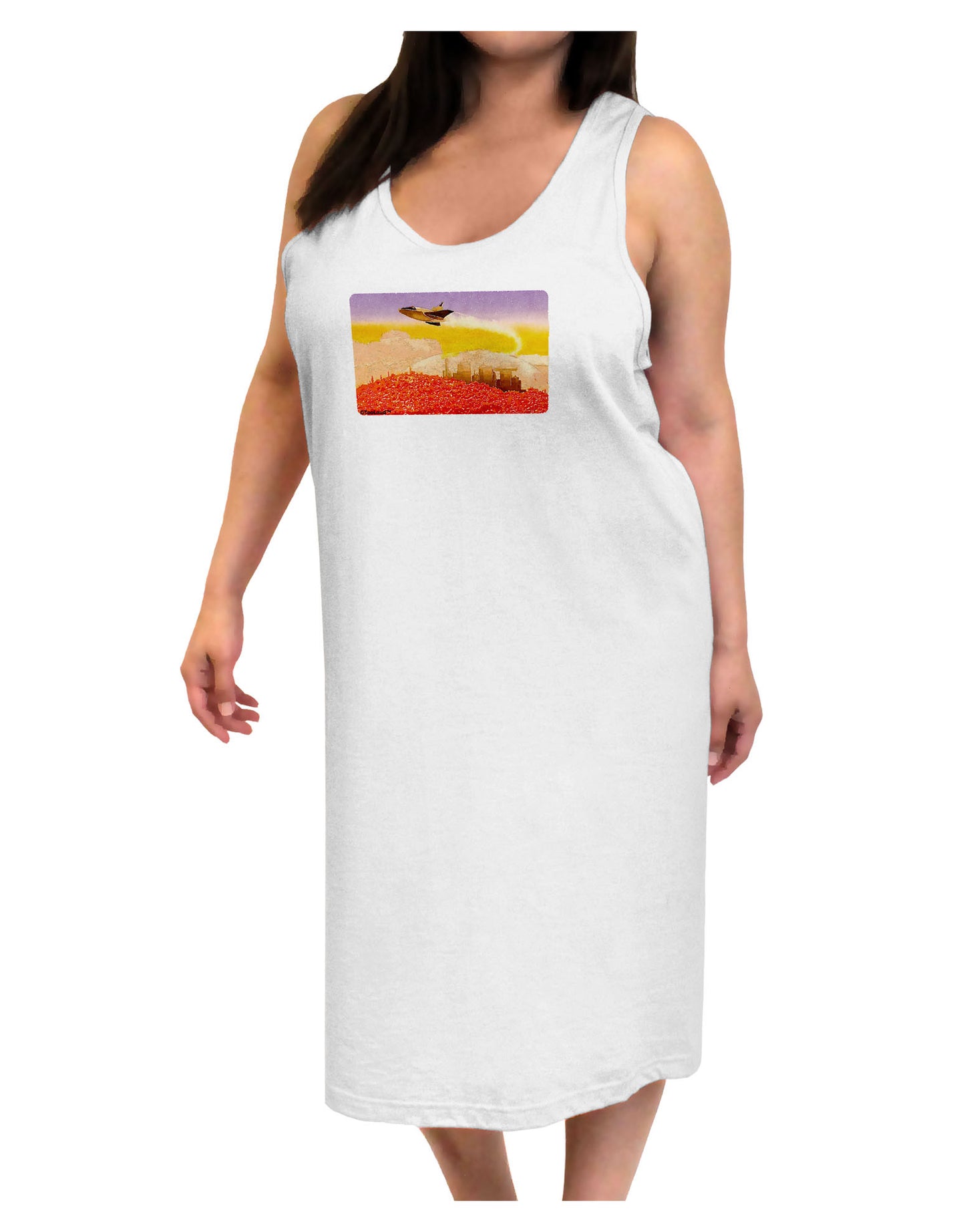Planet Mars Watercolor Adult Tank Top Dress Night Shirt-Night Shirt-TooLoud-White-One-Size-Adult-Davson Sales