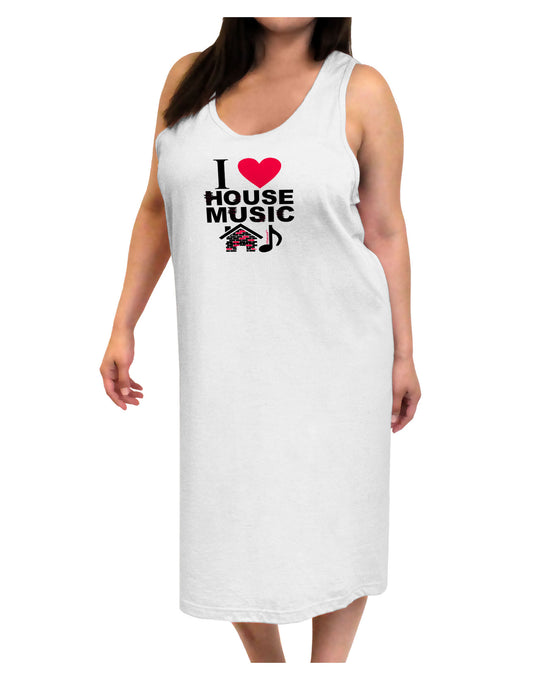 I Love House Pink Adult Tank Top Dress Night Shirt-Night Shirt-TooLoud-White-One-Size-Adult-Davson Sales