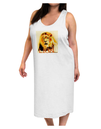 Lion Watercolor 4 Text Adult Tank Top Dress Night Shirt-Night Shirt-TooLoud-White-One-Size-Adult-Davson Sales