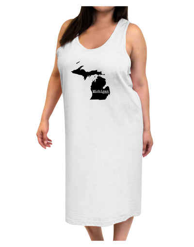 Michigan - United States Shape Adult Tank Top Dress Night Shirt-Night Shirt-TooLoud-White-One-Size-Davson Sales