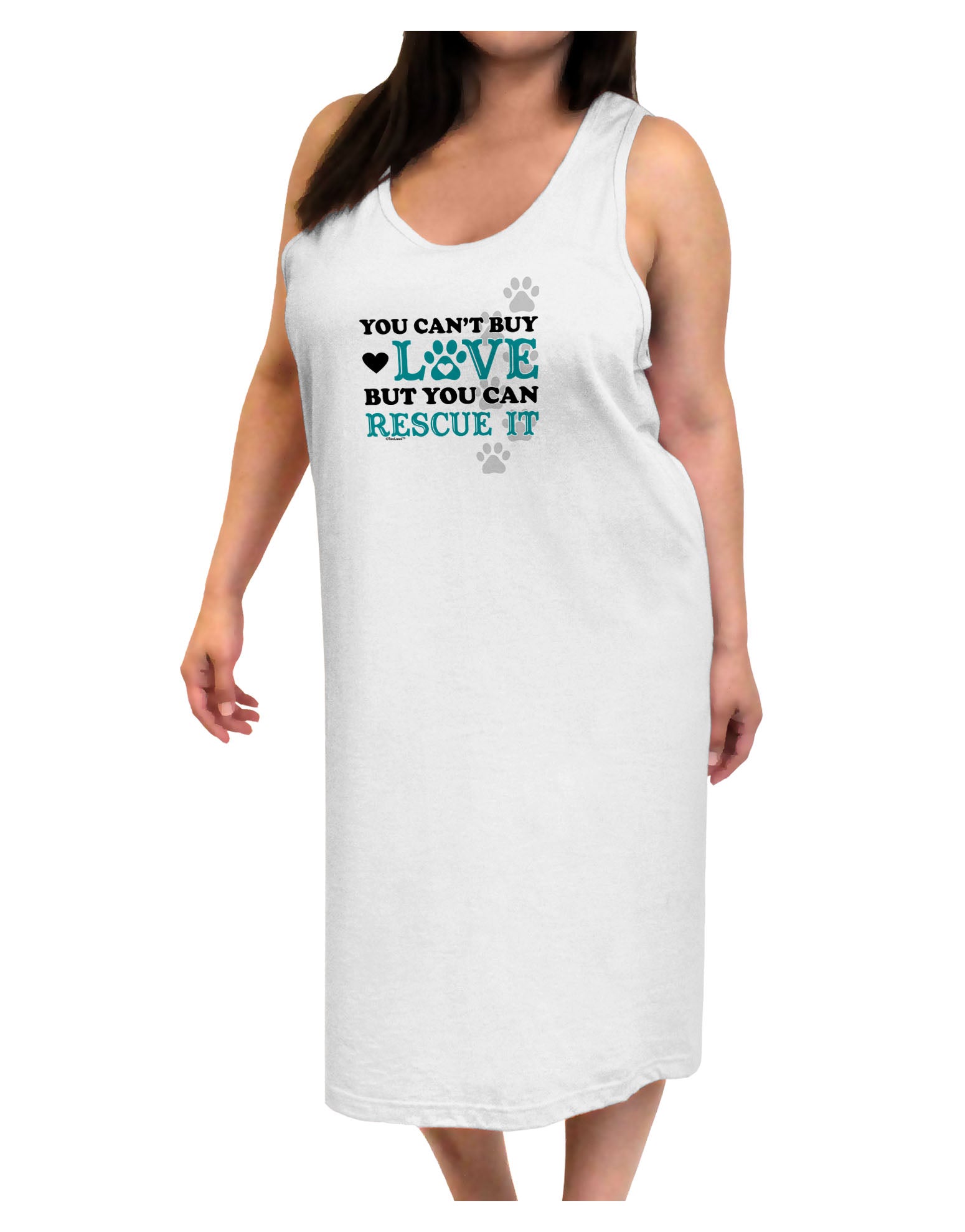 Can't Buy Love Rescue It Adult Tank Top Dress Night Shirt-Night Shirt-TooLoud-White-One-Size-Adult-Davson Sales