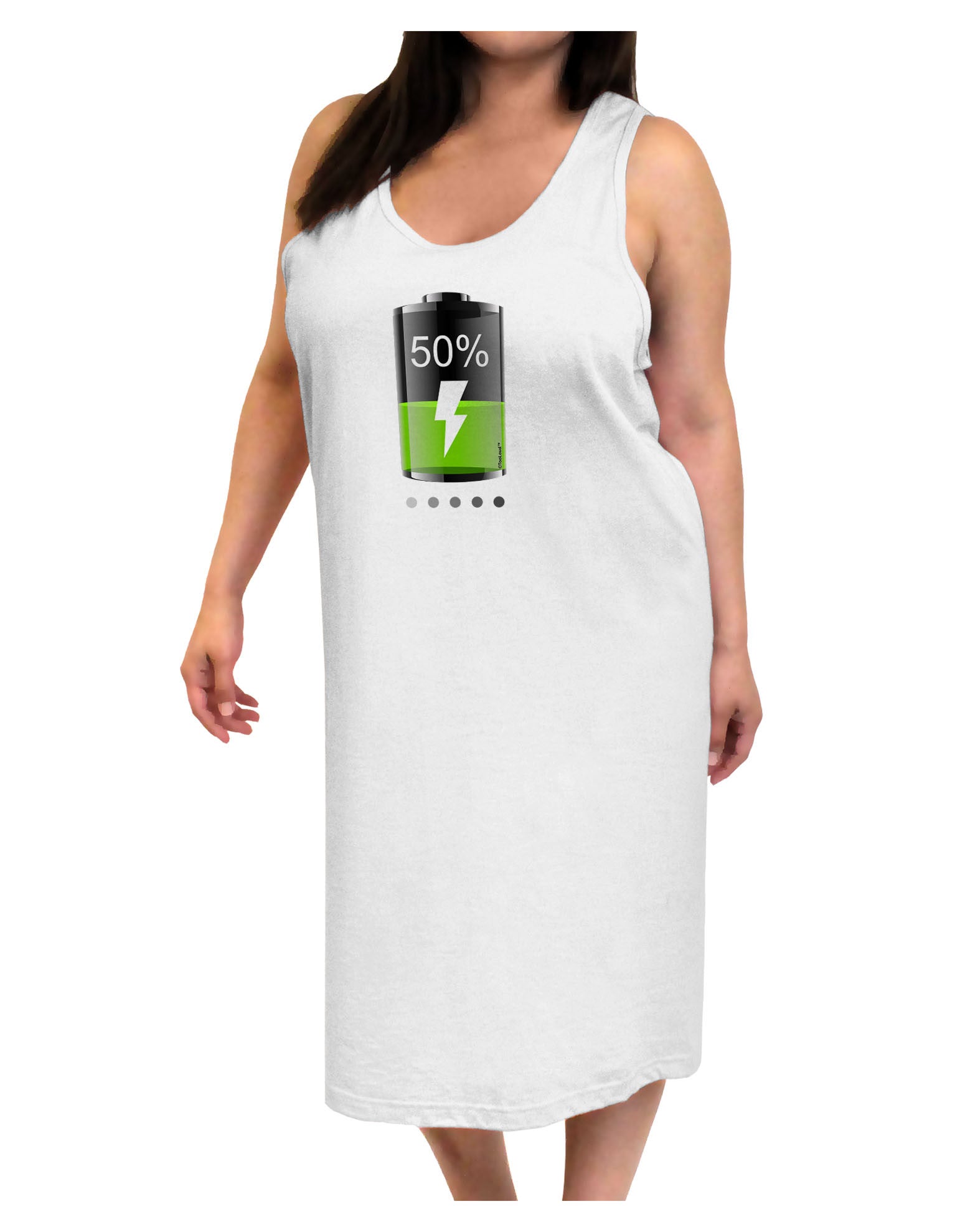 Half Energy 50 Percent Adult Tank Top Dress Night Shirt-Night Shirt-TooLoud-White-One-Size-Adult-Davson Sales