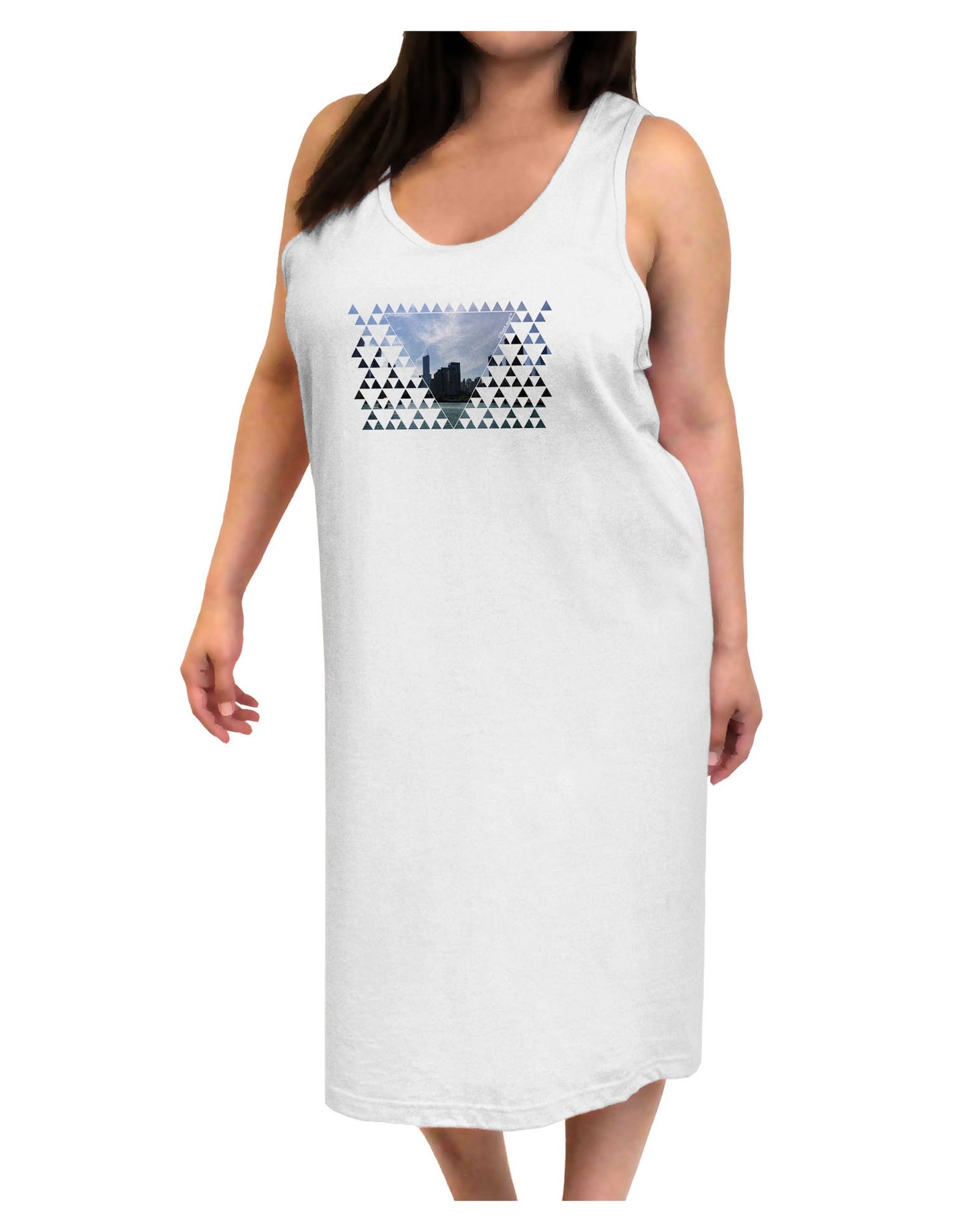Chicago Triangles Adult Tank Top Dress Night Shirt-Night Shirt-TooLoud-White-One-Size-Adult-Davson Sales