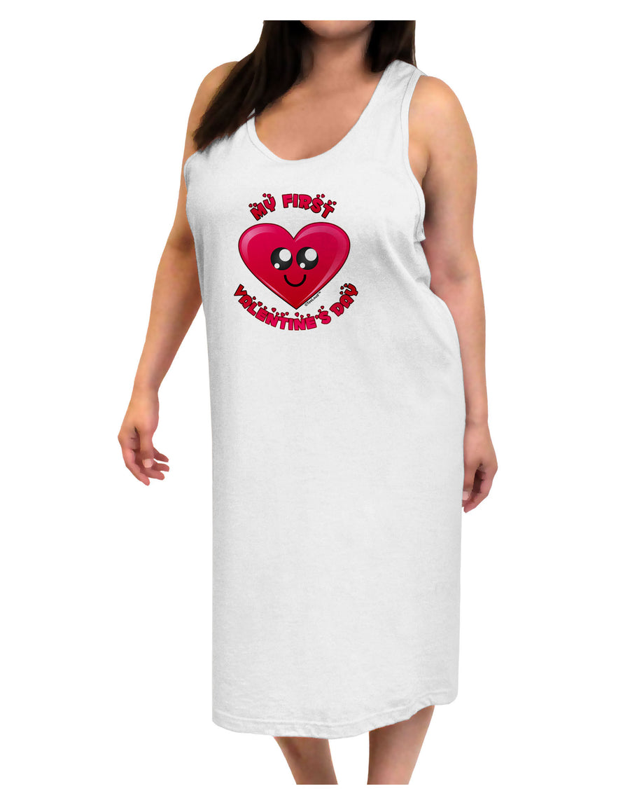 My First Valentine's Day Adult Tank Top Dress Night Shirt-Night Shirt-TooLoud-White-One-Size-Davson Sales