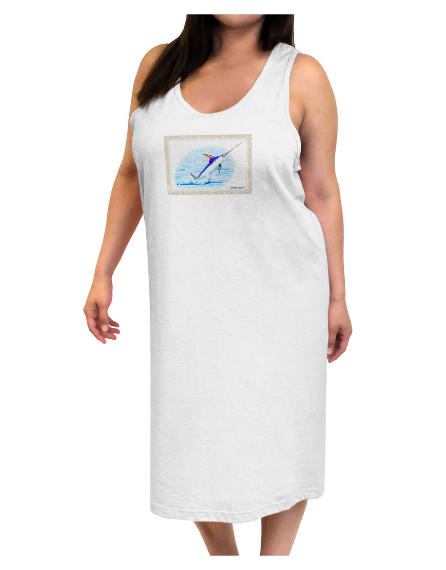 Swordfish Watercolor Adult Tank Top Dress Night Shirt-Night Shirt-TooLoud-White-One-Size-Adult-Davson Sales