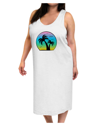 Palm Trees Silhouette - Beach Sunset Design Adult Tank Top Dress Night Shirt-Night Shirt-TooLoud-White-One-Size-Adult-Davson Sales