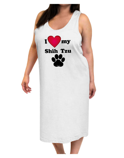 I Heart My Shih Tzu Adult Tank Top Dress Night Shirt by TooLoud-Night Shirt-TooLoud-White-One-Size-Davson Sales