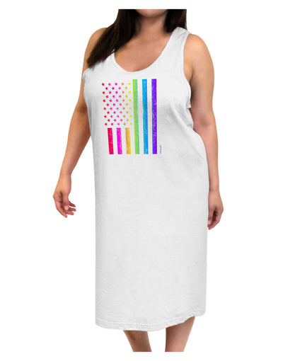 American Pride - Rainbow Flag Adult Tank Top Dress Night Shirt-Night Shirt-TooLoud-White-One-Size-Adult-Davson Sales