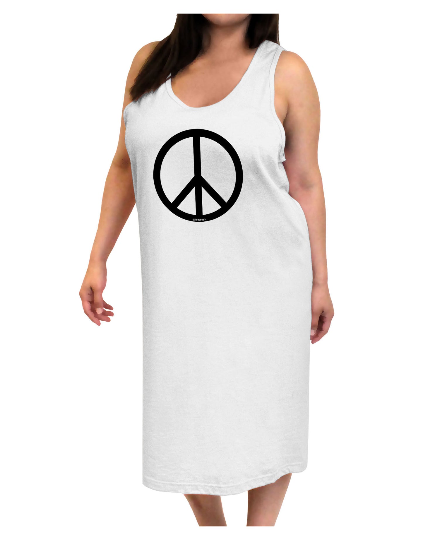 Peace Sign Symbol Adult Tank Top Dress Night Shirt-Night Shirt-TooLoud-White-One-Size-Adult-Davson Sales