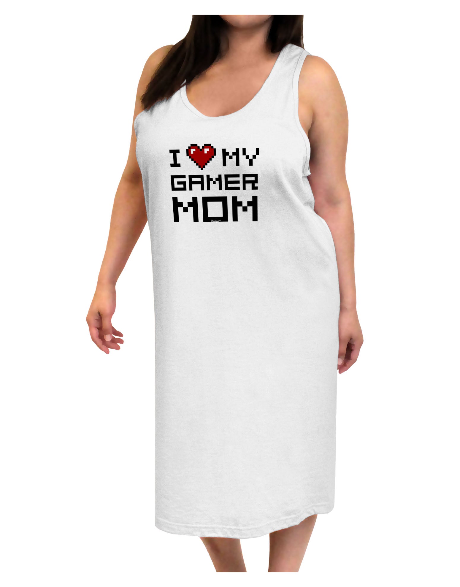 I Heart My Gamer Mom Adult Tank Top Dress Night Shirt by TooLoud-Night Shirt-TooLoud-White-One-Size-Davson Sales