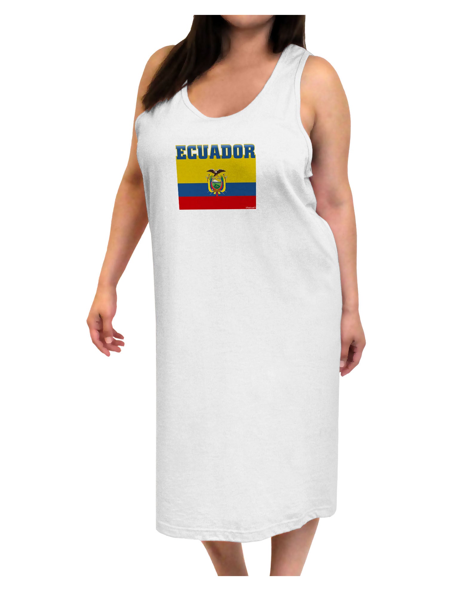 Ecuador Flag Adult Tank Top Dress Night Shirt-Night Shirt-TooLoud-White-One-Size-Adult-Davson Sales