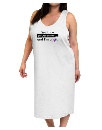 TooLoud Yes I am a Programmer Girl Adult Tank Top Dress Night Shirt-Night Shirt-TooLoud-White-One-Size-Adult-Davson Sales