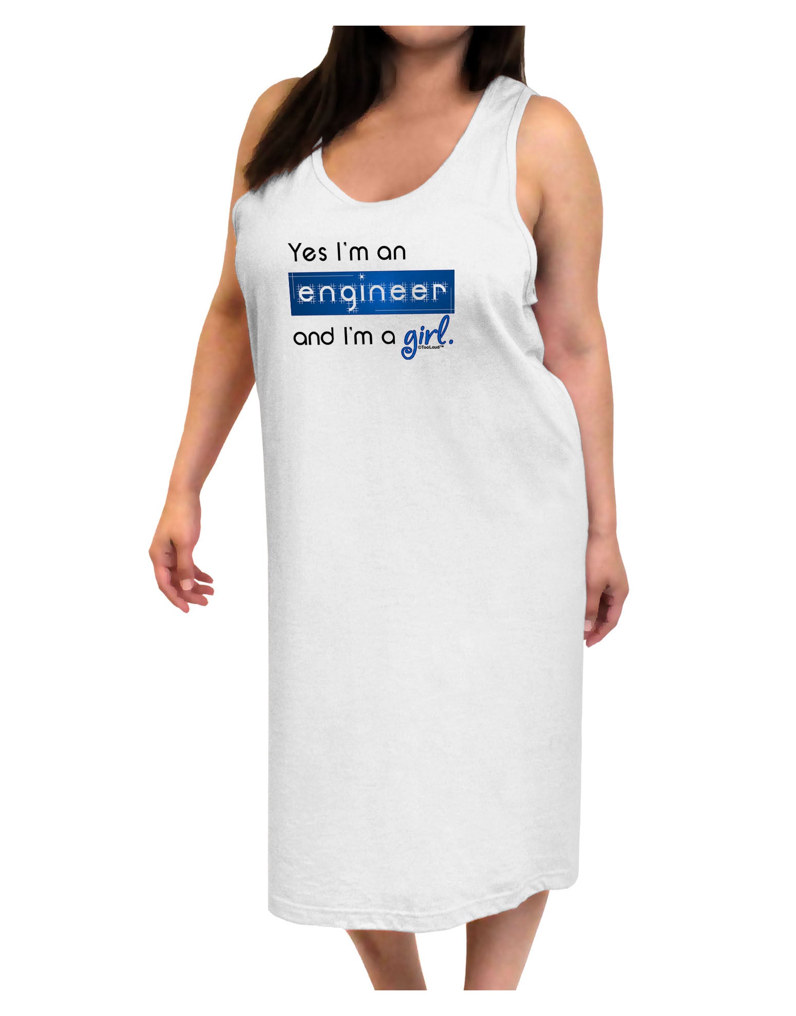 TooLoud Yes I am a Engineer Girl Adult Tank Top Dress Night Shirt-Night Shirt-TooLoud-White-One-Size-Adult-Davson Sales