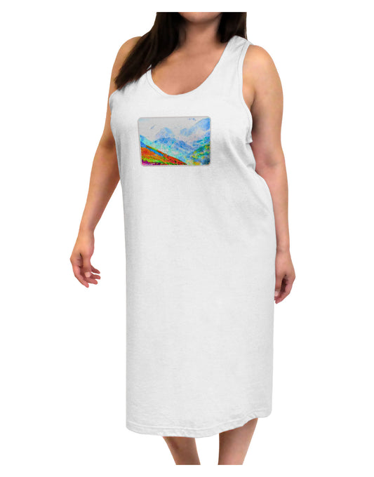 CO Fog Mountains Watercolor Adult Tank Top Dress Night Shirt-Night Shirt-TooLoud-White-One-Size-Adult-Davson Sales