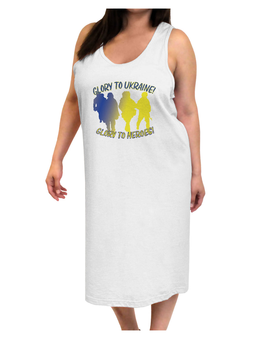 Glory to Ukraine Glory to Heroes Adult Tank Top Dress Night Shirt-Night Shirt-TooLoud-White-One-Size-Adult-Davson Sales