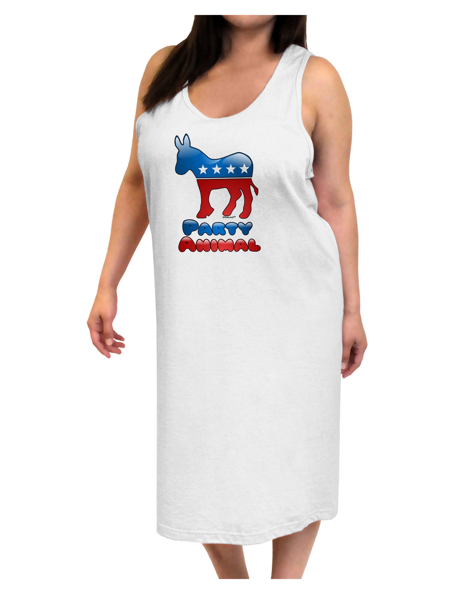 Democrat Party Animal Adult Tank Top Dress Night Shirt-Night Shirt-TooLoud-White-One-Size-Adult-Davson Sales