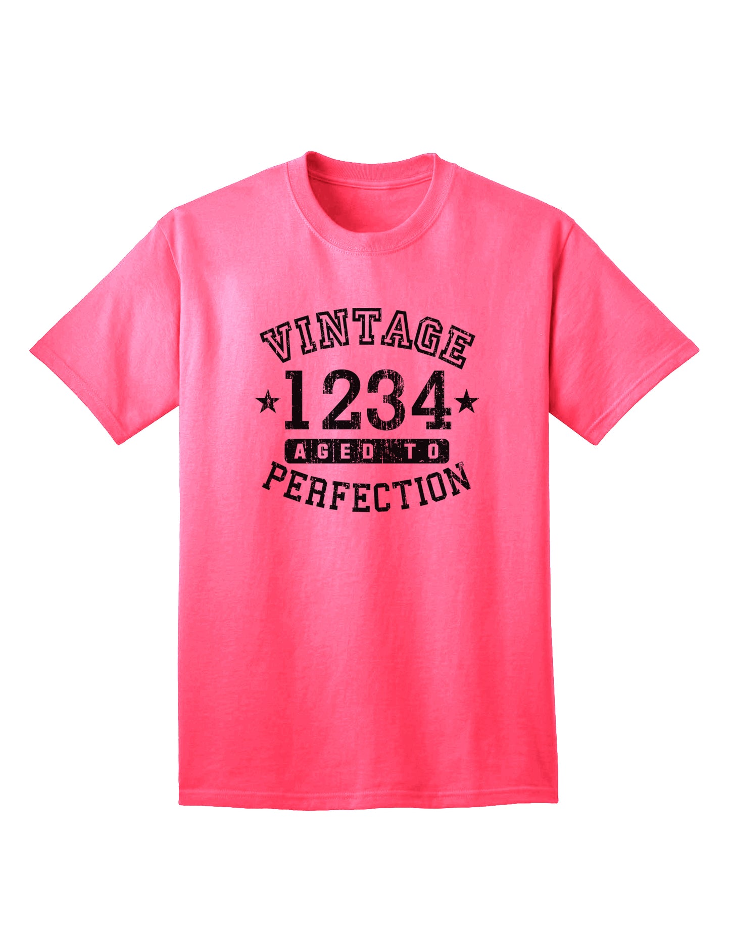 Customized Retro Birth Year Worn-In Tee for Adults, exclusively by TooLoud-Mens T-shirts-TooLoud-Neon-Pink-Small-Davson Sales