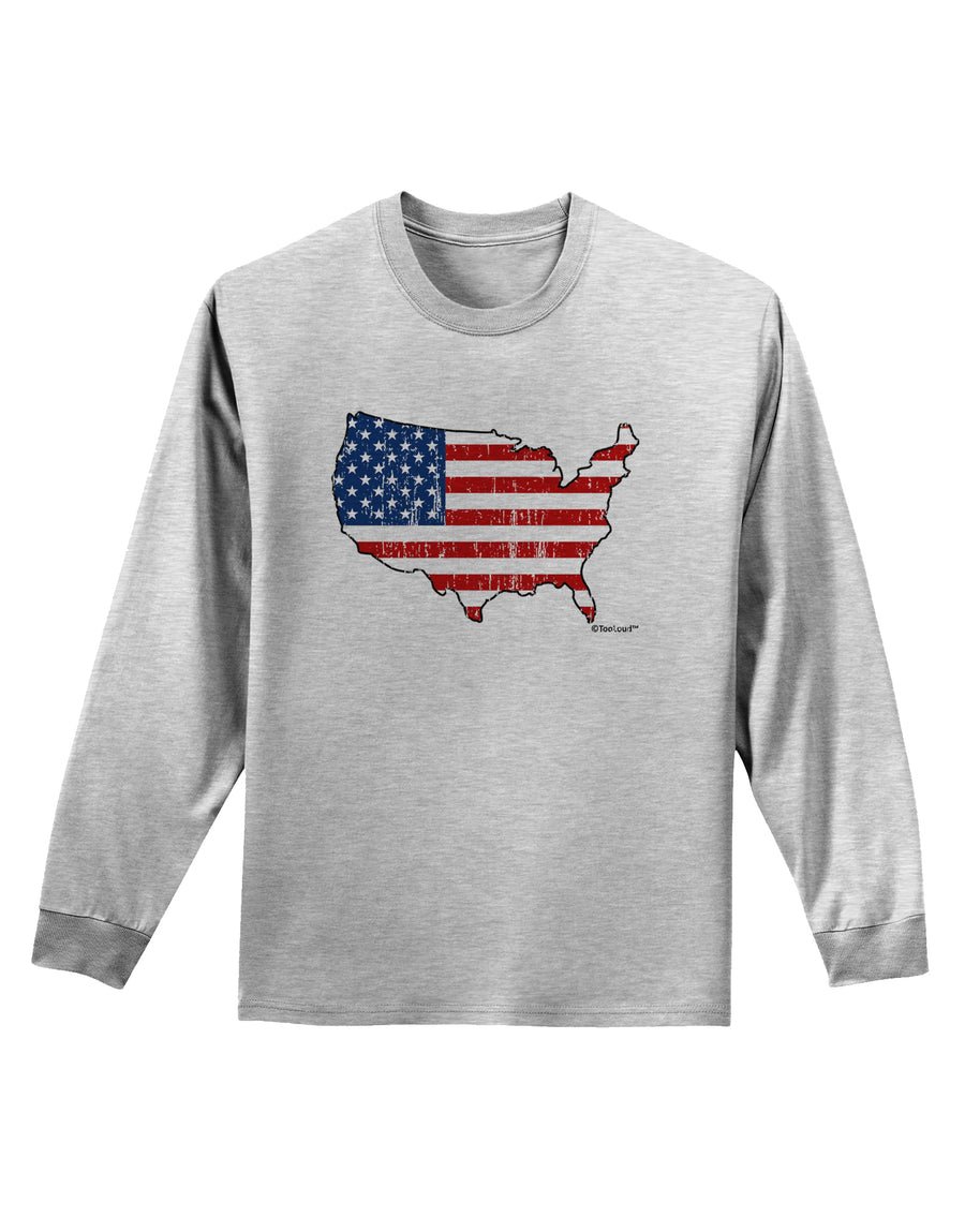 United States Cutout - American Flag Distressed Adult Long Sleeve Shirt by TooLoud-Long Sleeve Shirt-TooLoud-White-Small-Davson Sales