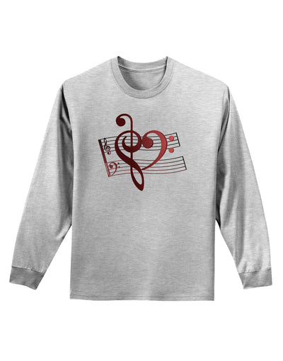 Heart Sheet Music Adult Long Sleeve Shirt-Long Sleeve Shirt-TooLoud-AshGray-Small-Davson Sales