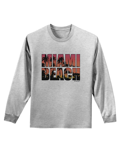 Miami Beach - Sunset Palm Trees Adult Long Sleeve Shirt by TooLoud-Long Sleeve Shirt-TooLoud-AshGray-Small-Davson Sales