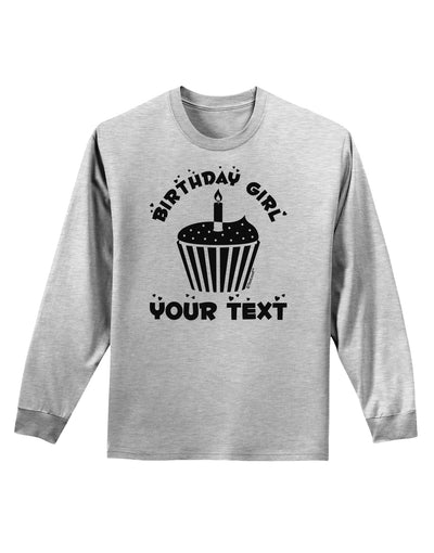 Personalized Birthday Girl Cupcake -Customizable- Name Adult Long Sleeve Shirt-Long Sleeve Shirt-TooLoud-AshGray-Small-Davson Sales