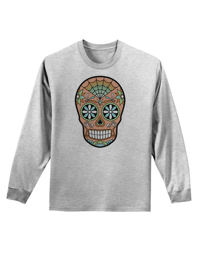 Version 6 Copper Patina Day of the Dead Calavera Adult Long Sleeve Shirt-Long Sleeve Shirt-TooLoud-AshGray-Small-Davson Sales