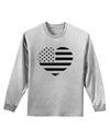 American Flag Heart Design - Stamp Style Adult Long Sleeve Shirt by TooLoud-Long Sleeve Shirt-TooLoud-AshGray-Small-Davson Sales