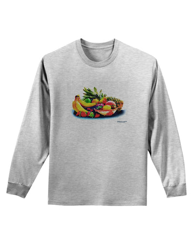 TooLoud Watercolor Fruit Bowl 3 Adult Long Sleeve Shirt-Long Sleeve Shirt-TooLoud-AshGray-Small-Davson Sales